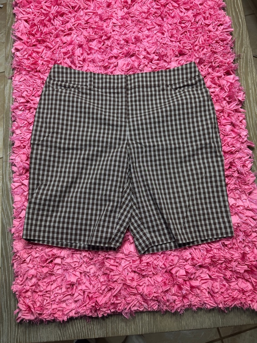 Jones New York Brown and White Gingham Bermuda Shorts